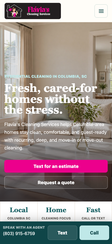 Local-business website mobile service page