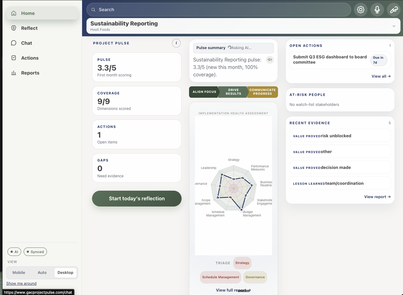 Project operations dashboard